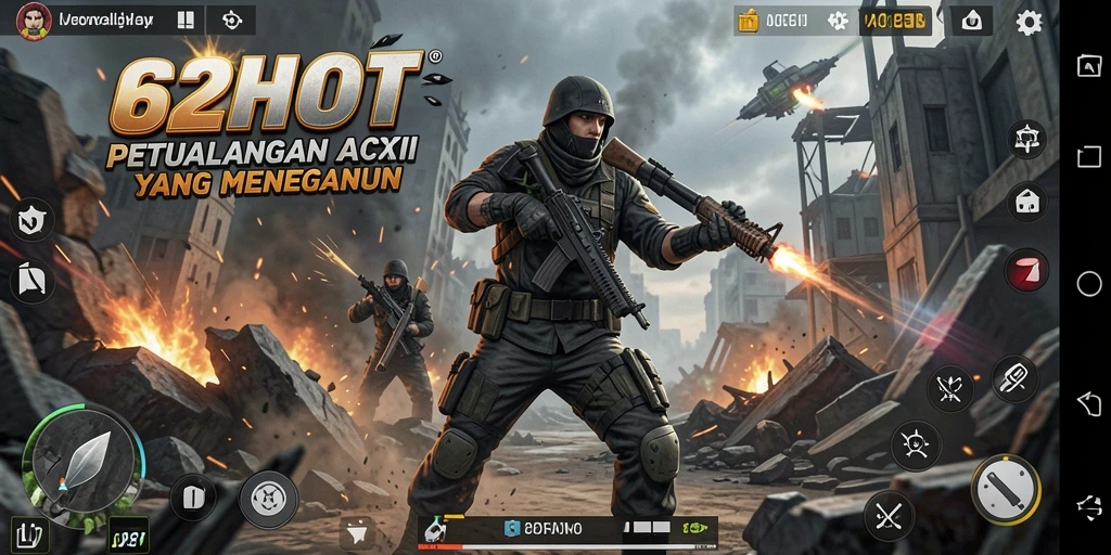 Tampilan gameplay seru 62HOT dengan aksi mendebarkan.