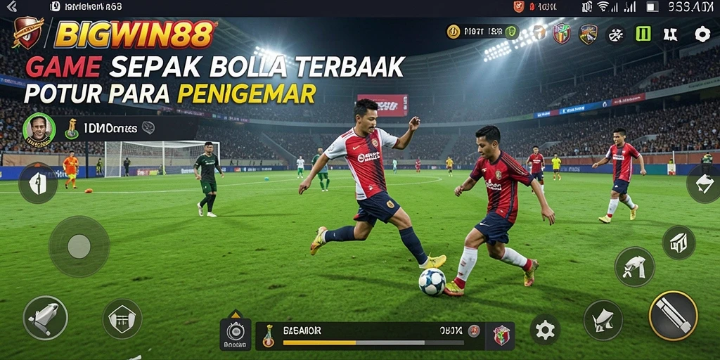 Tangkapan layar gameplay seru BIGWIN88 dengan aksi sepak bola yang mendebarkan.