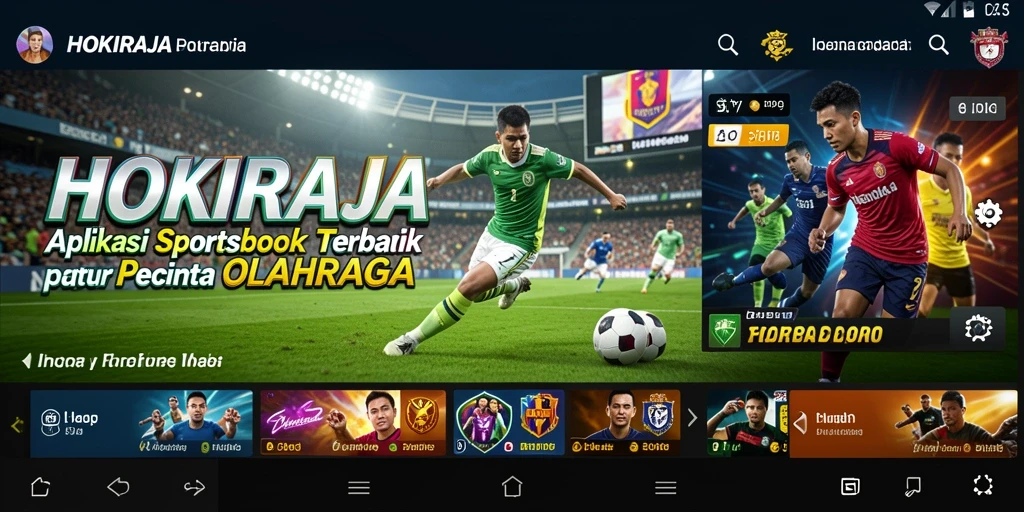 Tampilan screenshot HOKIRAJA menampilkan suasana taruhan olahraga yang seru.