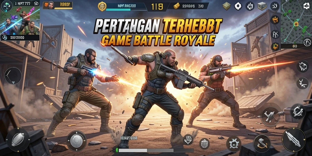 Tampilan gameplay HP777 yang intens dalam pertempuran Battle Royale.