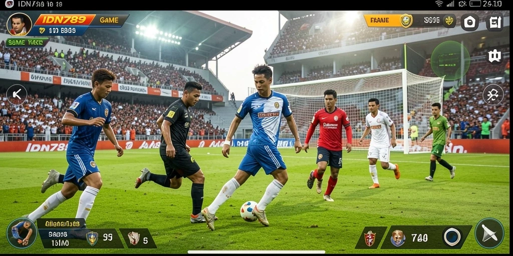 Screenshot gameplay IDN789 dengan aksi sepak bola yang mendebarkan.
