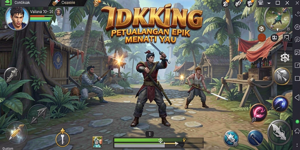 Tangkapan layar gameplay IDRKING menunjukkan aksi mendebarkan dalam petualangan.