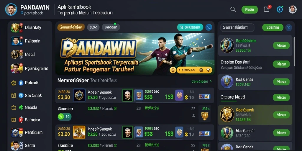 Tangkapan layar gameplay PANDAWIN yang menampilkan fitur taruhan olahraga.