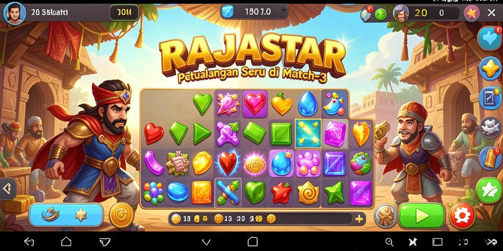 Tampilan gameplay RAJASTAR yang penuh warna dan seru.