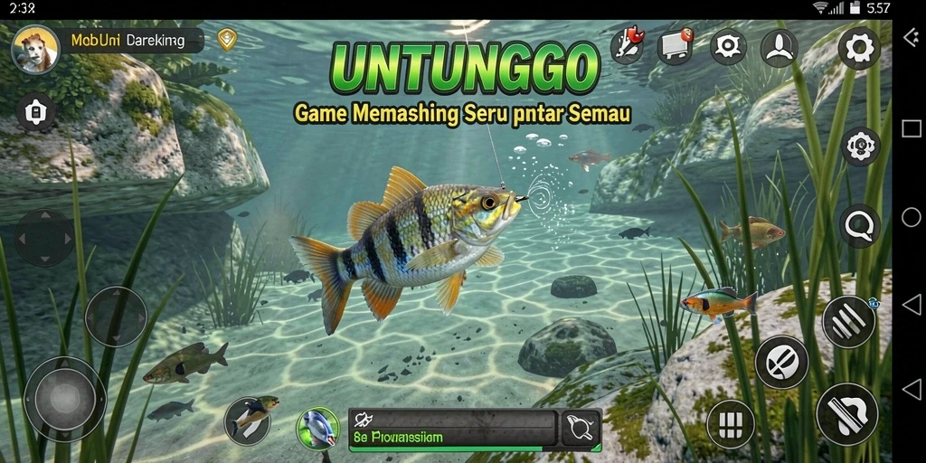 Tangkapan ikan yang menakjubkan dalam gameplay UNTUNGGO.