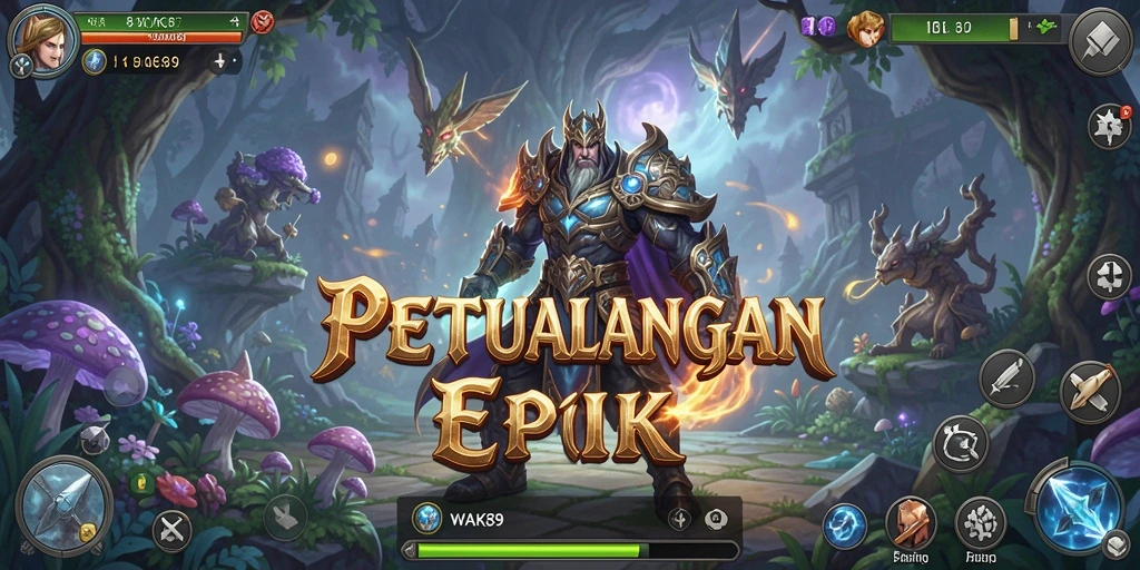 Screenshot gameplay WAK89 menampilkan pertempuran epik dan karakter yang menarik.